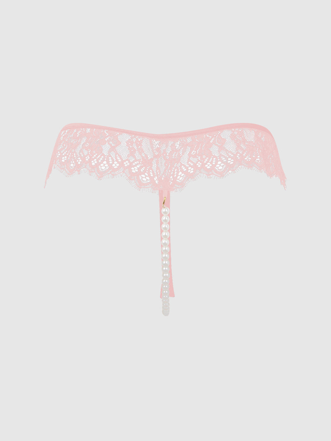 JOCELYN LACE &amp; PEARL CROTCHLESS THONG