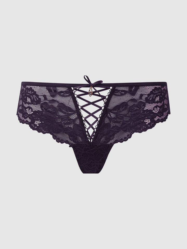BELLA LACE UP FRONT LACE TANGA