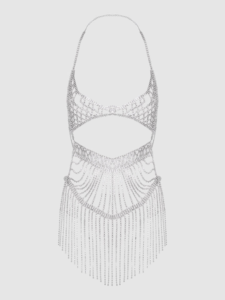 RHINESTONE NETTED CHEMISE