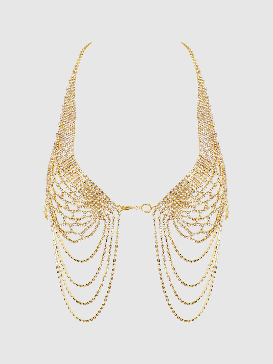 RHINESTONE NET HALTER WITH OPENABLE FRONT