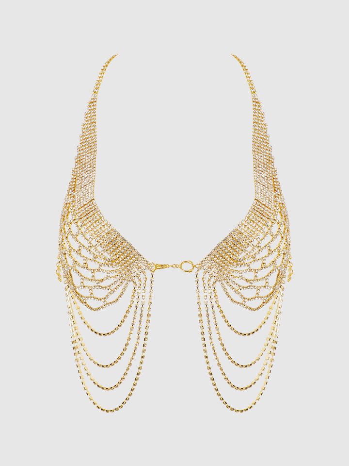 RHINESTONE NET HALTER WITH OPENABLE FRONT