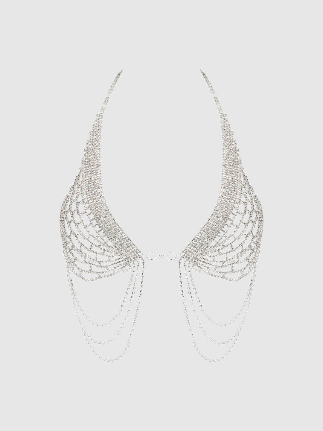 RHINESTONE NET HALTER WITH OPENABLE FRONT