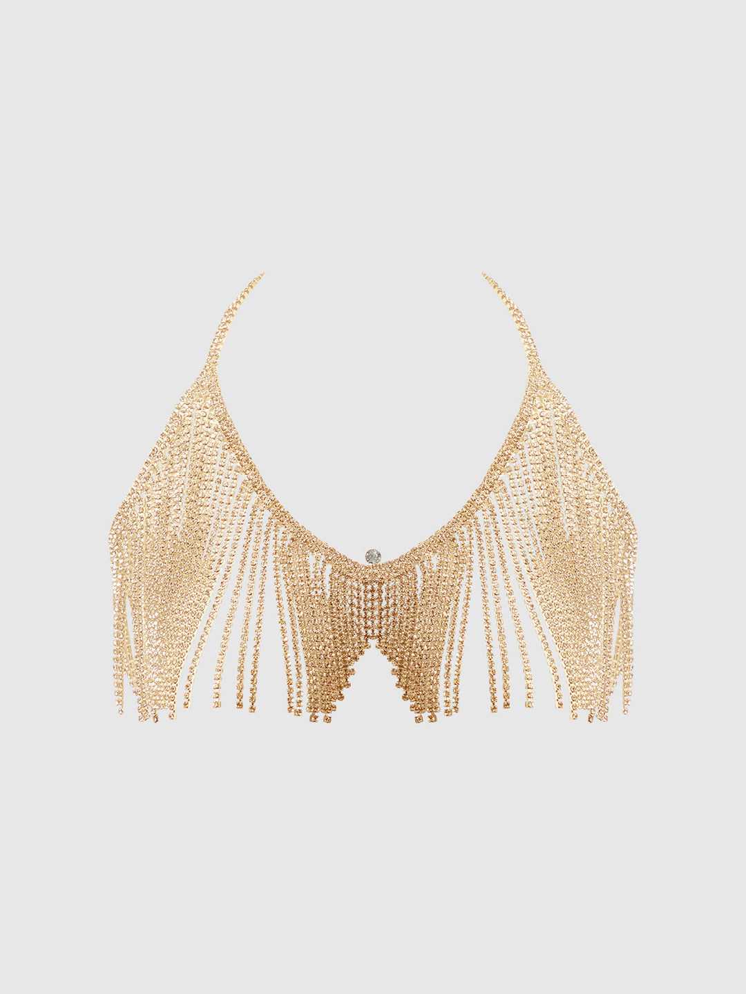 RHINESTONE DANGLE V-NECK BRA