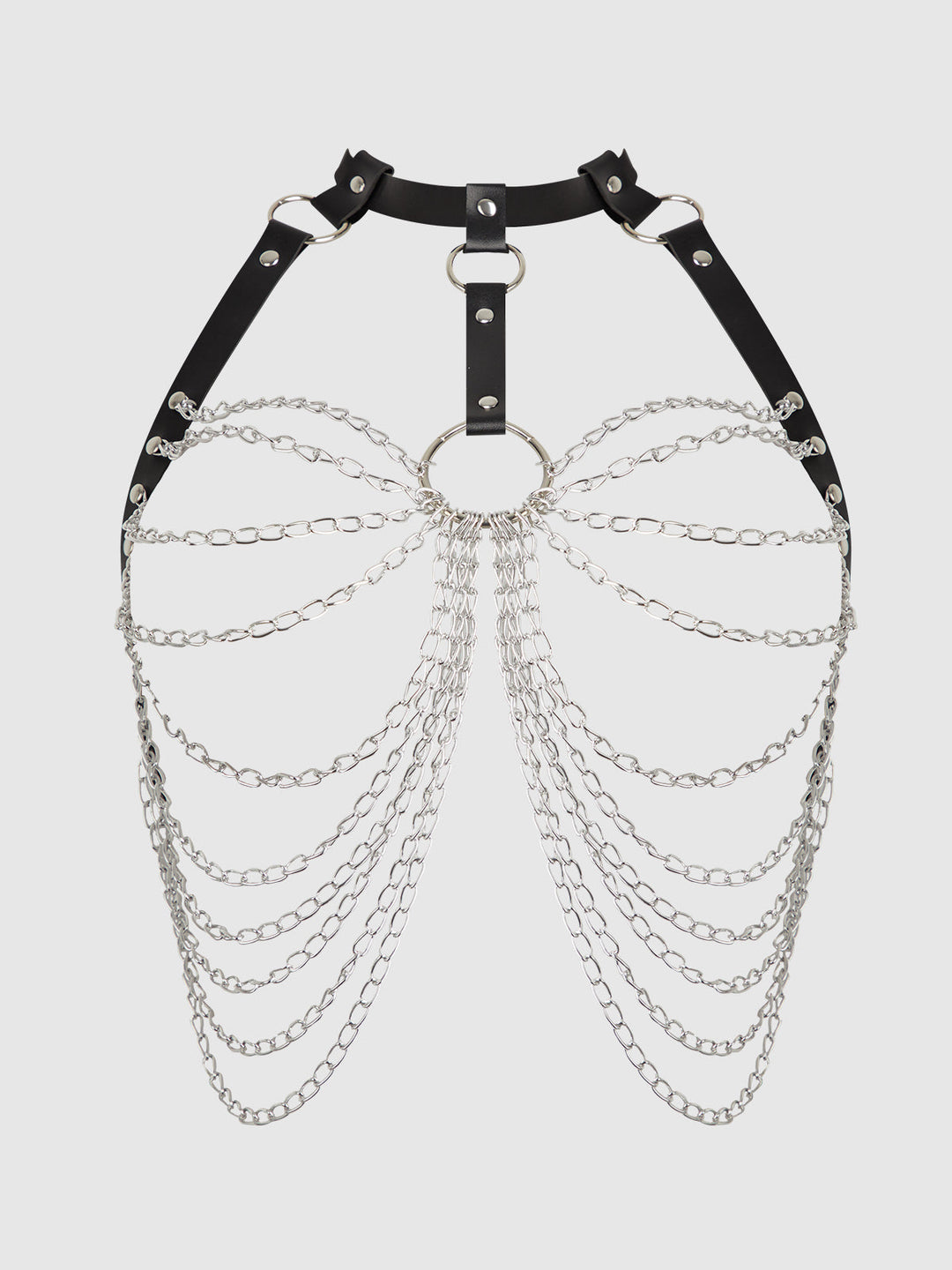 CHAIN &amp; LEATHER-LIKE DRAPED HARNESS