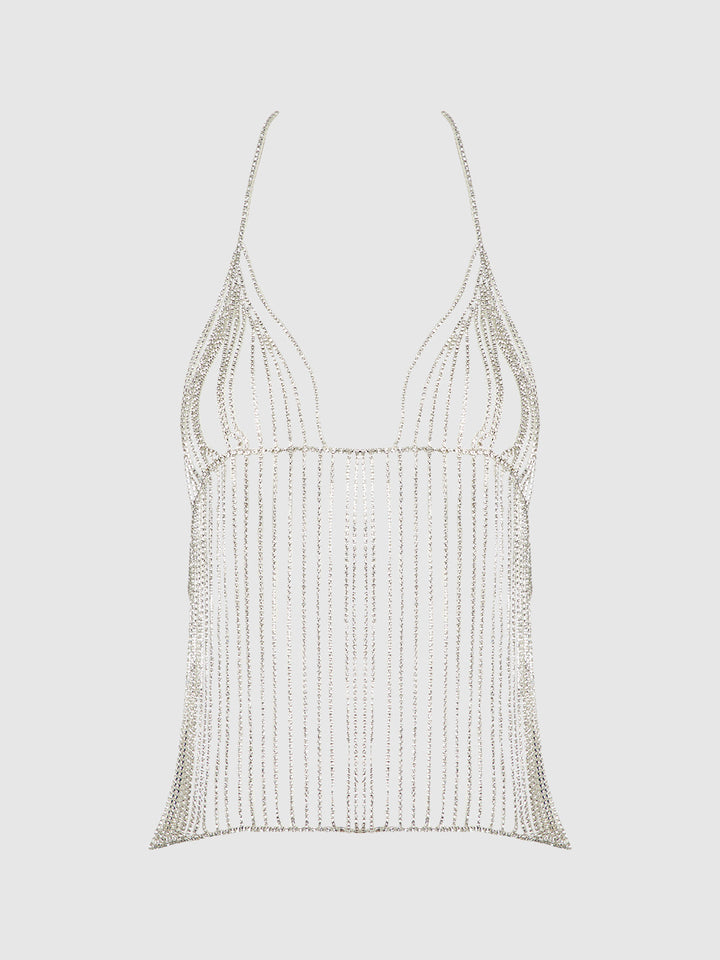 RHINESTONE PLUNGE CAMI