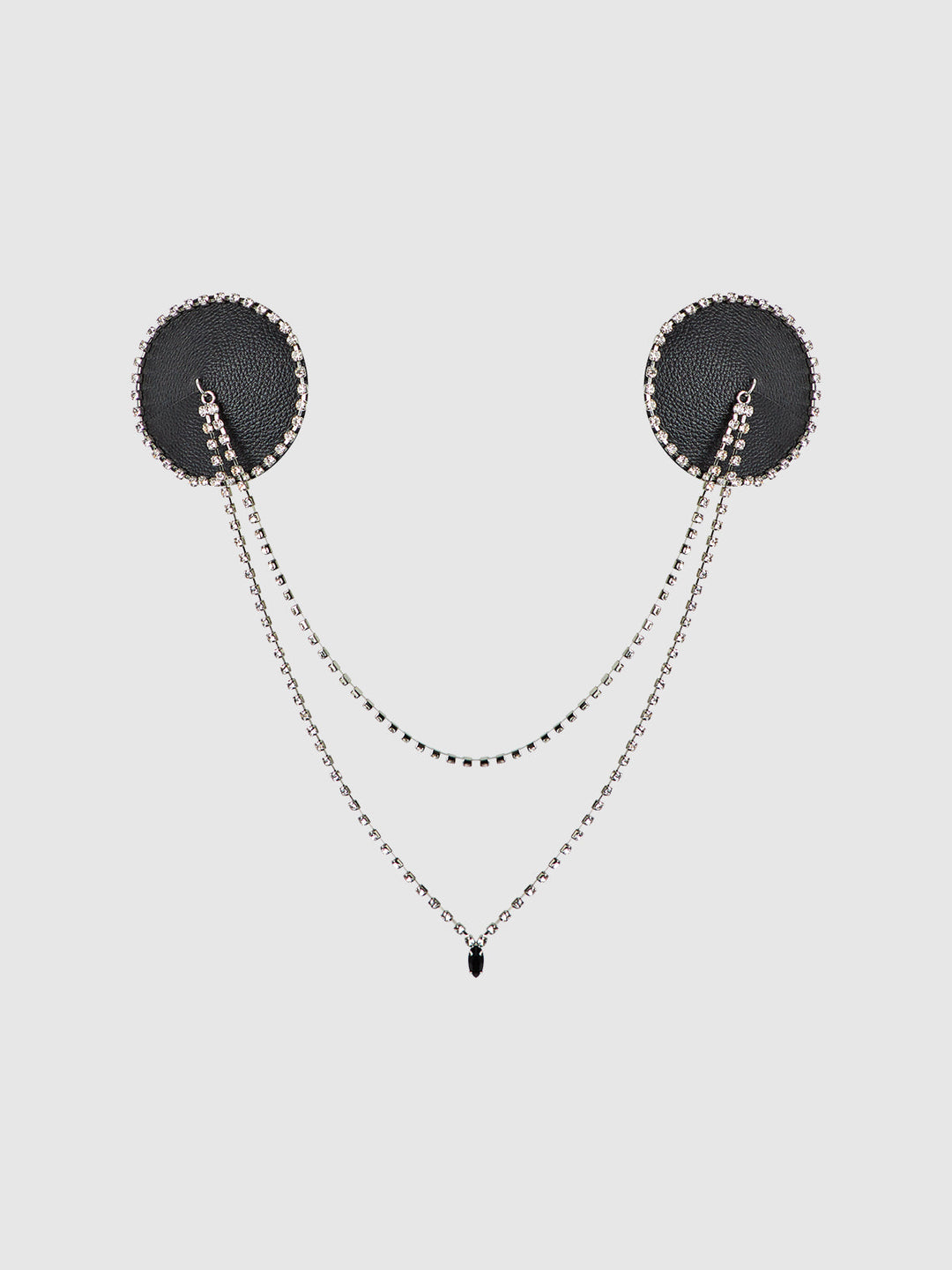 RHINESTONE &amp; LEATHER-LIKE DRAPED PASTIES
