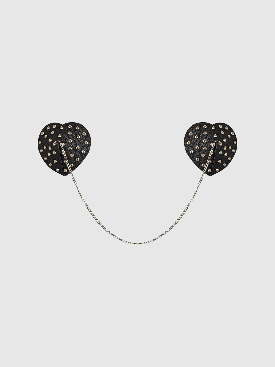 STUDDED &amp; CHAIN DRAPED LEATHER-LIKE HEART PASTIES
