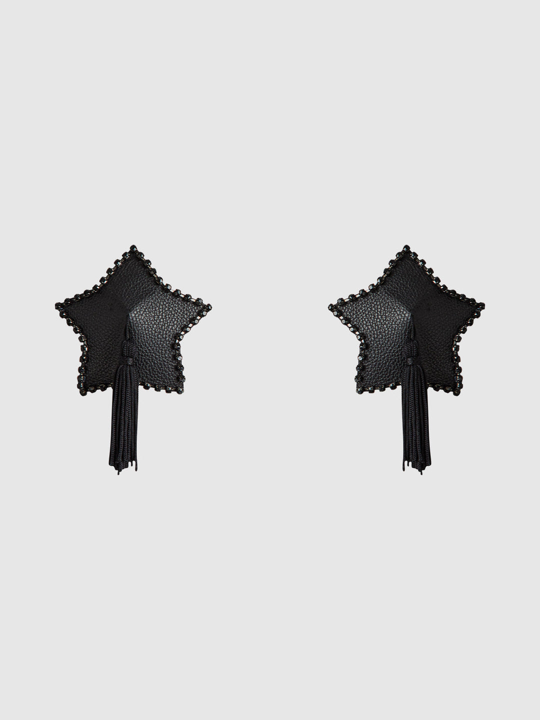 RHINESTONE &amp; LEATHER-LIKE STAR TASSEL PASTIES