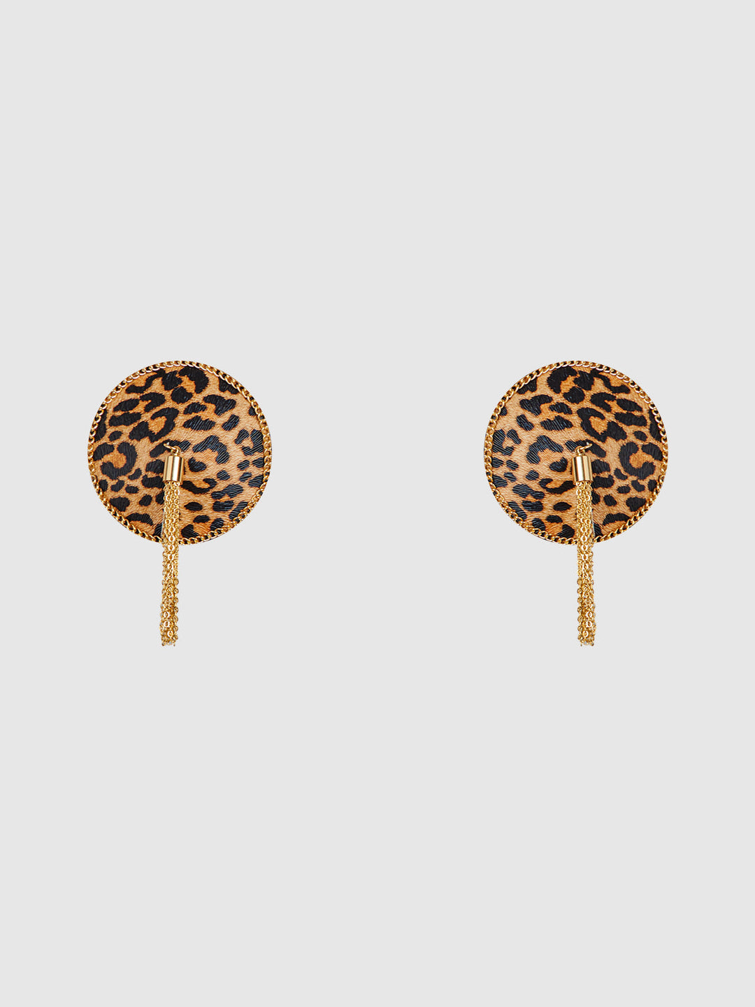 LEOPARD &amp; GOLD CHAIN ROUND TASSEL PASTIES
