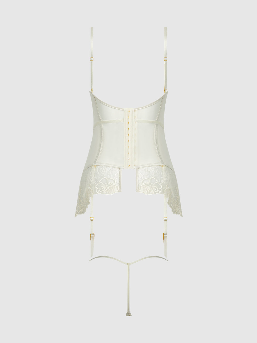 ROSALIE SATIN &amp; EMBROIDERED LACE CHEMISE &amp; G-STRING SET