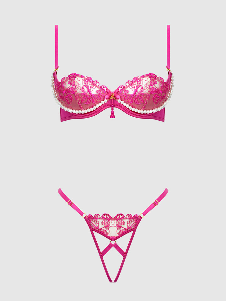 NOVA BLACKLIGHT LACE BRA &amp; CROTCHLESS G-STRING SET