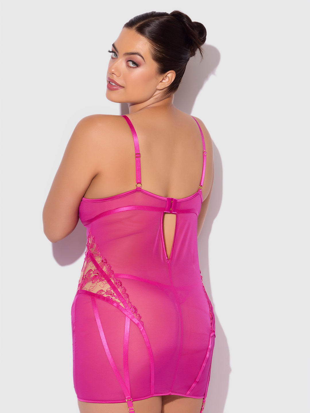 NOVA BLACKLIGHT LACE CHEMISE &amp; THONG SET