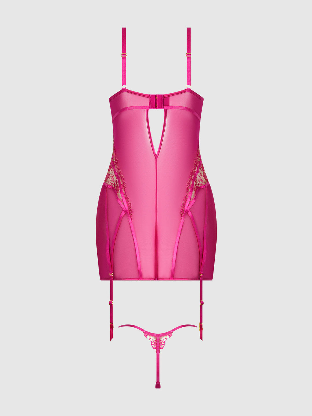 NOVA BLACKLIGHT LACE CHEMISE &amp; THONG SET
