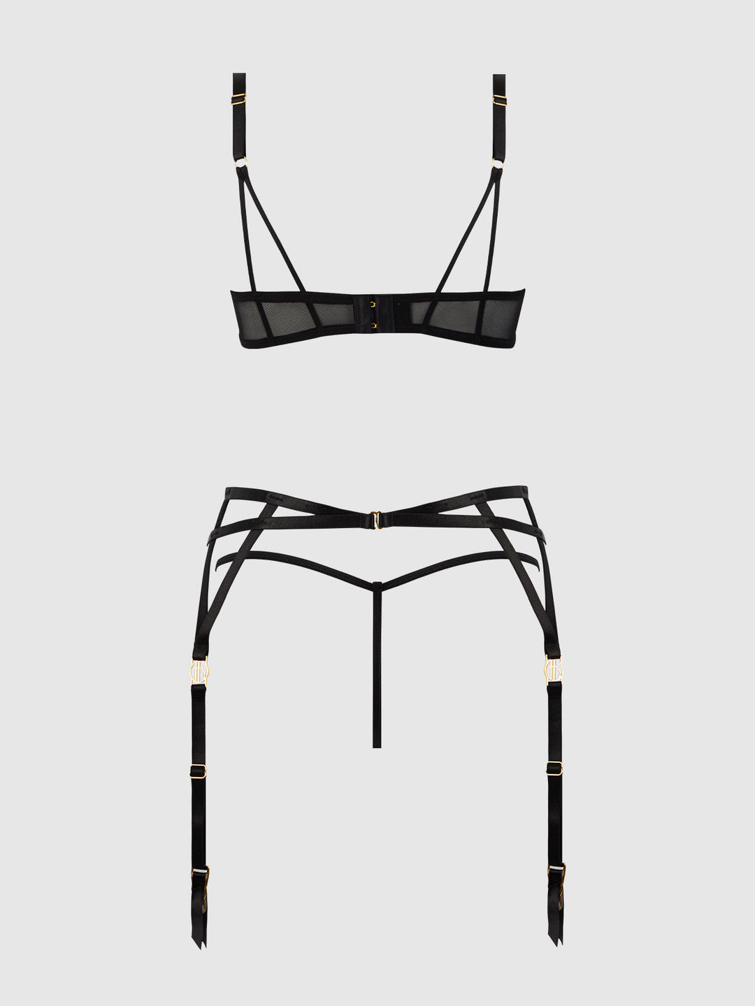 ASHLEY ALEXISS LACE OPEN CUP BRA, G-STRING &amp; GARTER SET