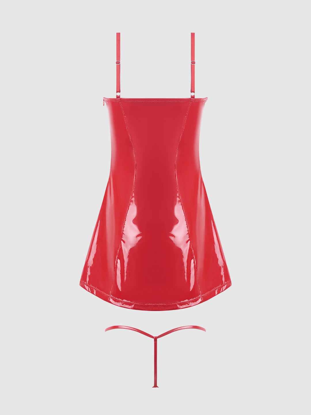 TRINITY PATENT CHEMISE &amp; G-STRING SET