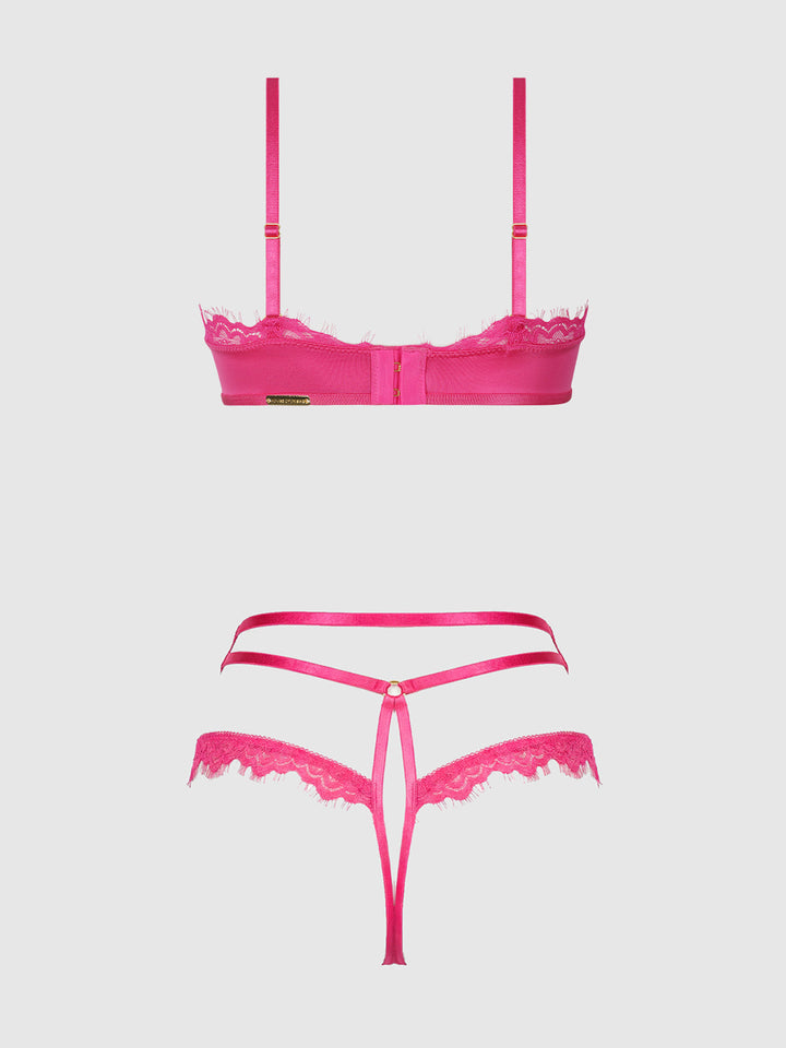 ISSADORA OILSLICK &amp; LACE PUSH UP BRA &amp; STRAPPY BACK TANGA