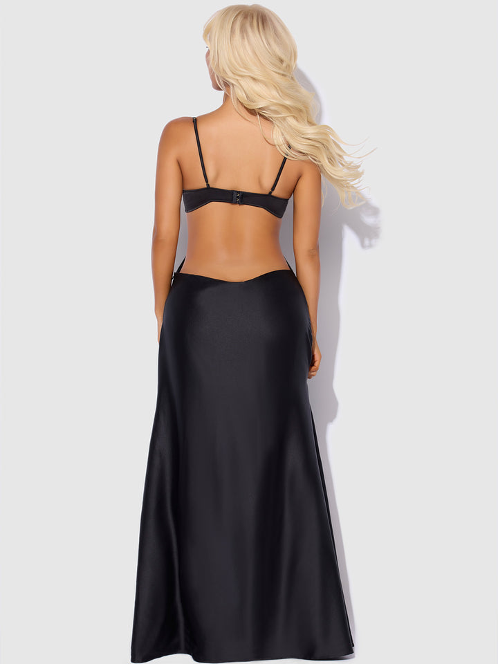 BRIGETA SATIN MONO WIRE LONG GOWN