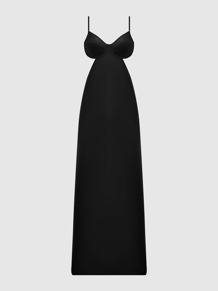 BRIGETA SATIN MONO WIRE LONG GOWN