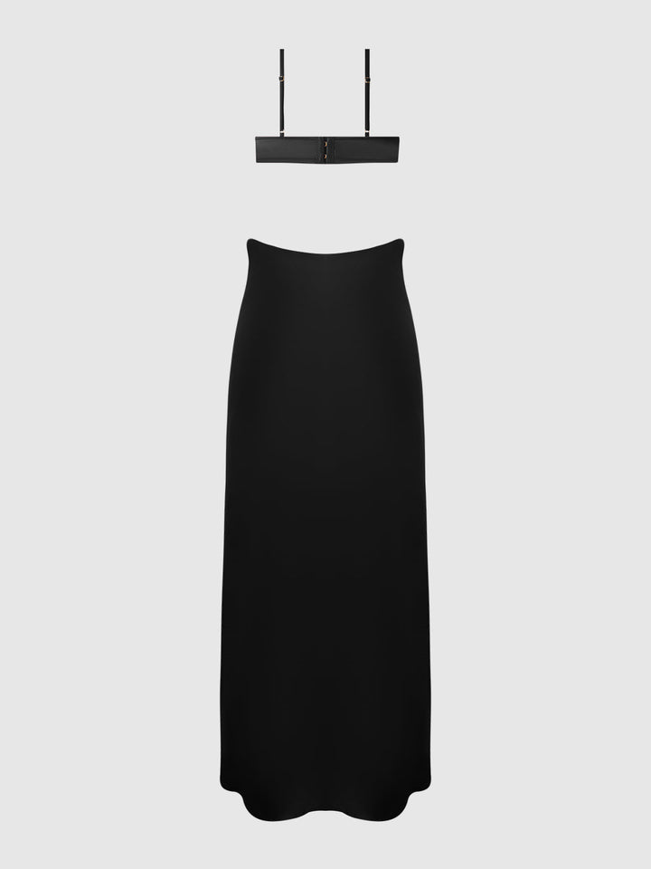 BRIGETA SATIN MONO WIRE LONG GOWN
