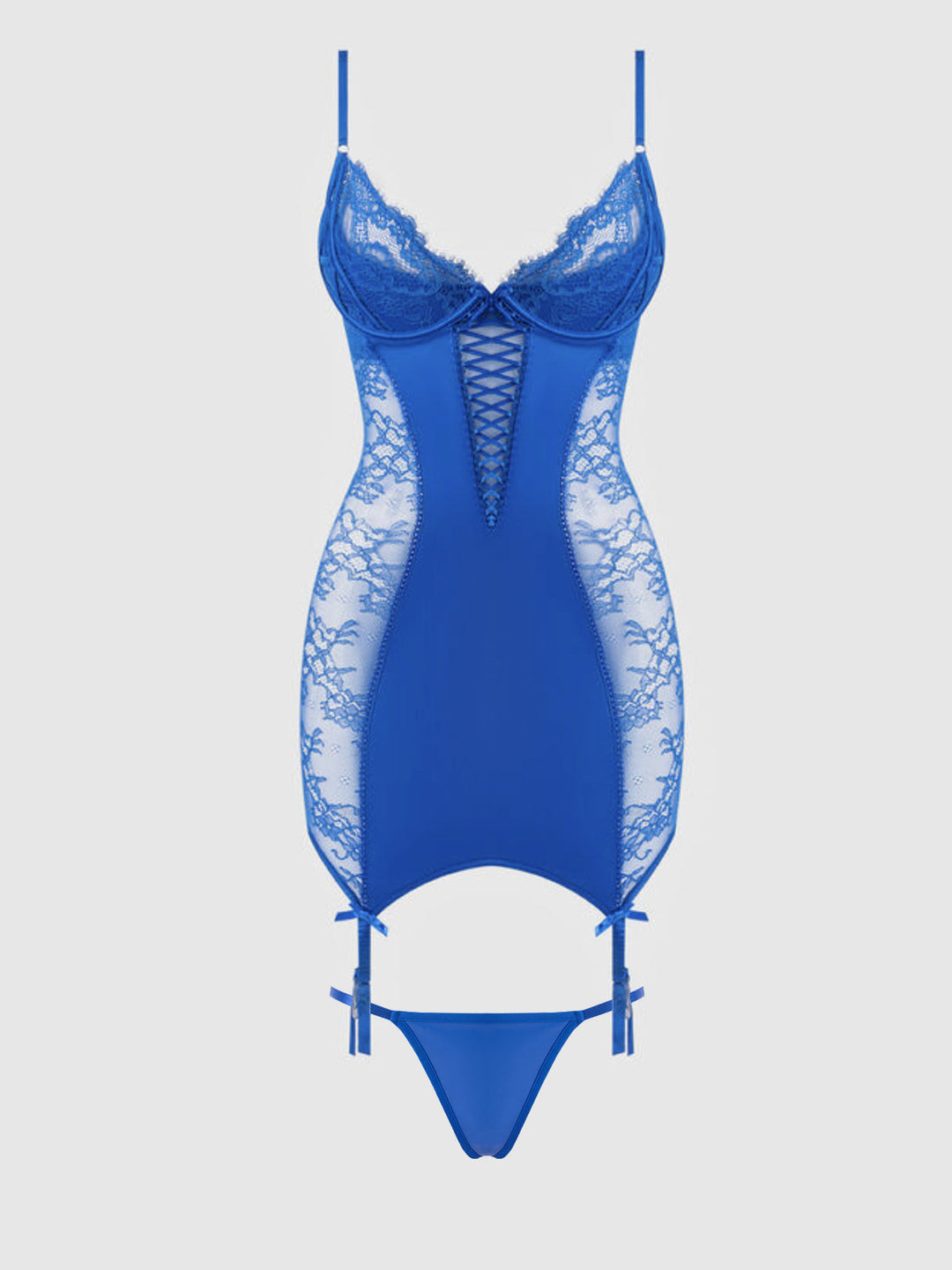 MADELINE SATIN &amp; LACE CHEMISE &amp; G-STRING SET