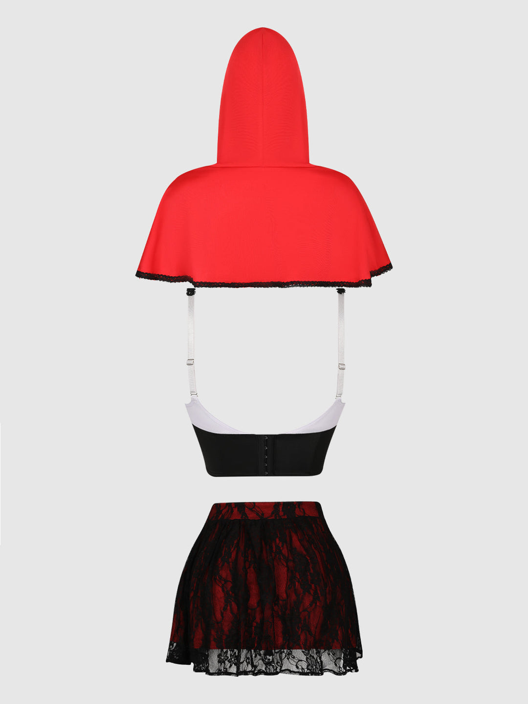 LIL RED BUSTIER, SKIRT &amp; HOOD SET