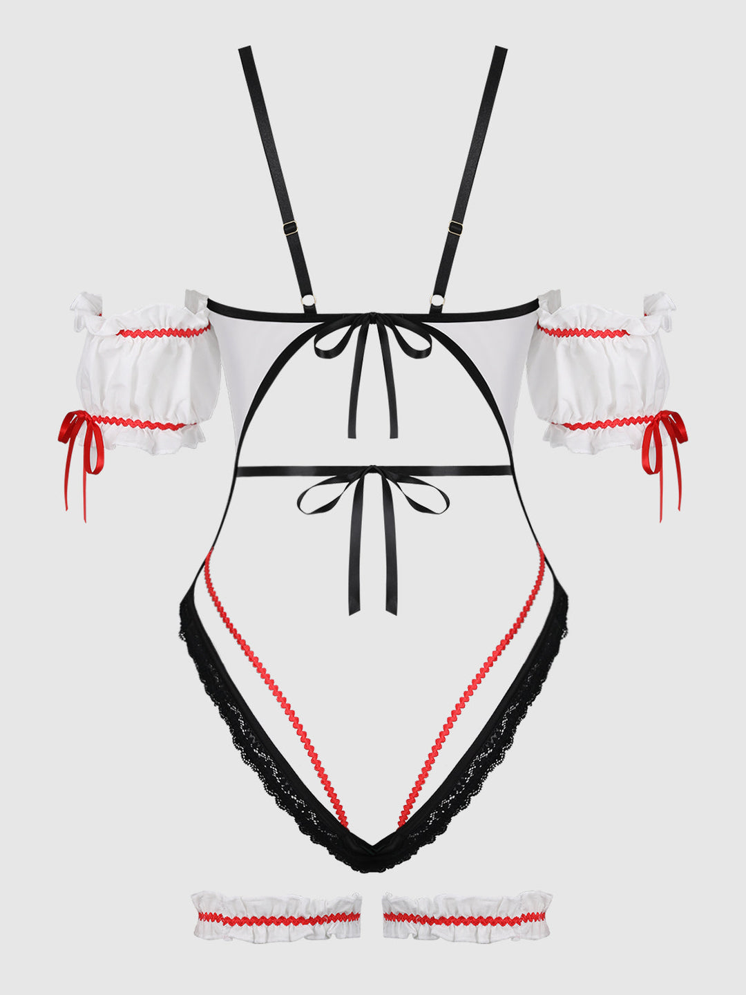 BIERGARTEN BABE CROTCHLESS TEDDY WITH DETACHABLE GARTERS