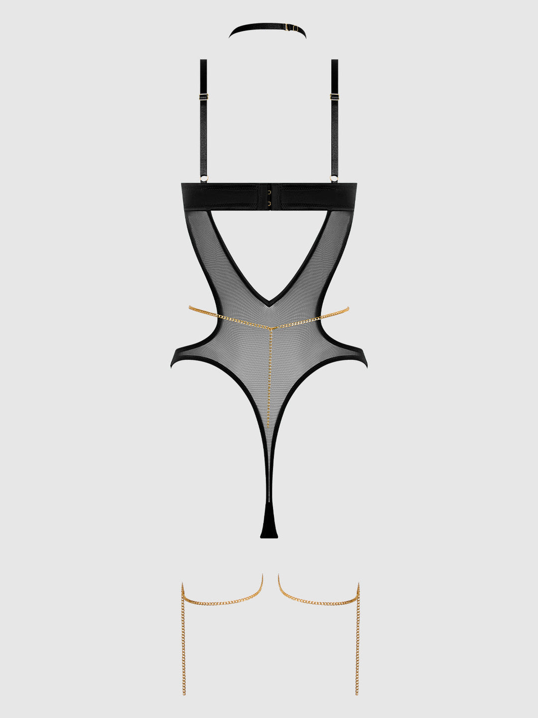 EVANGELINE SATIN &amp; CHAIN HALTER TEDDY