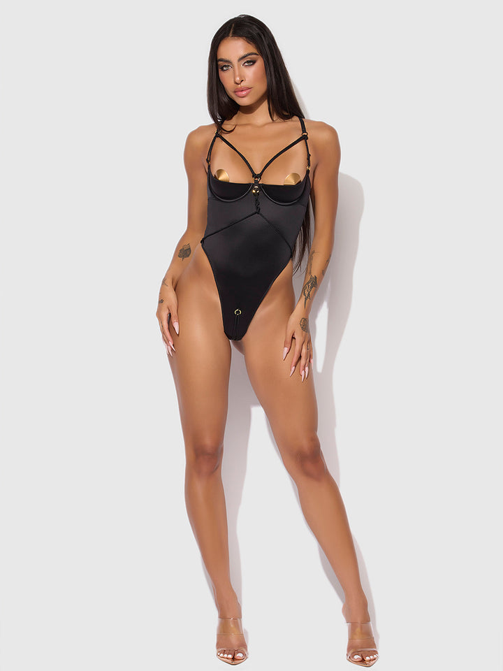 IRYNA SILKY MICRO &amp; ROPE CROTCHLESS TEDDY