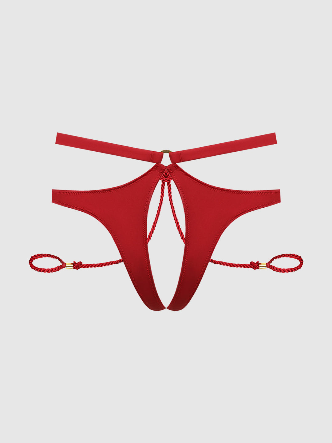 IRYNA SILKY MICRO &amp; ROPE CROTCHLESS &amp; HAND CUFF HIPSTER