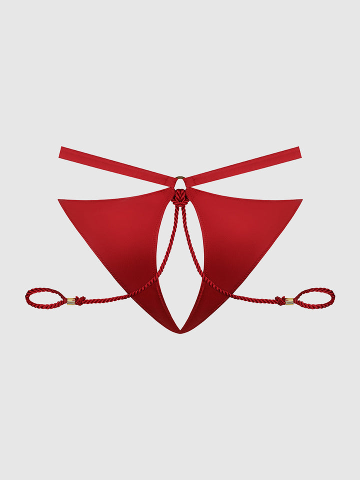 IRYNA SILKY MICRO &amp; ROPE CROTCHLESS &amp; HAND CUFF HIPSTER