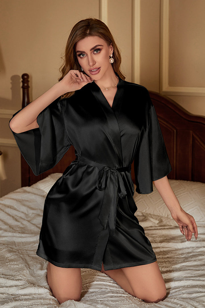 Plus Size Satin Chemise and Robe Set