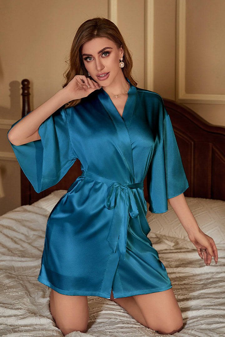 Plus Size Satin Chemise and Robe Set