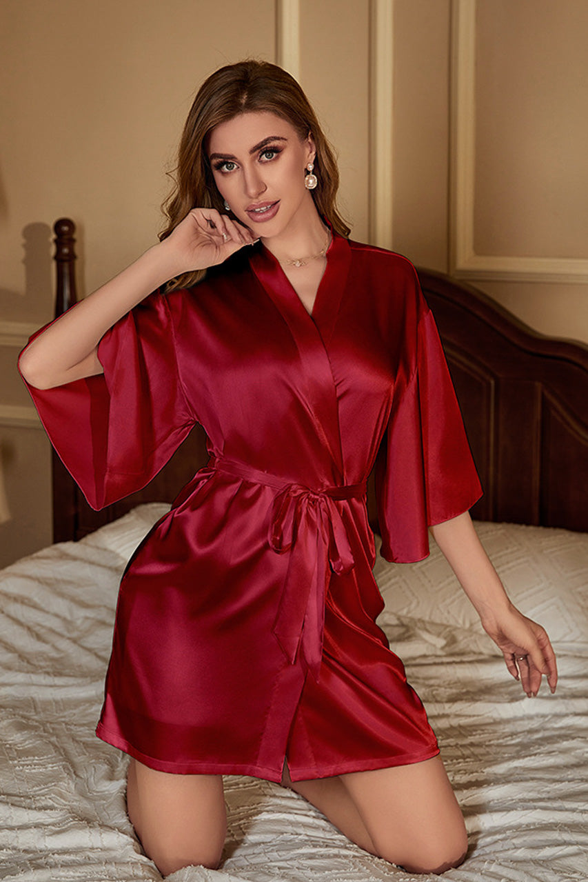 Plus Size Satin Chemise and Robe Set