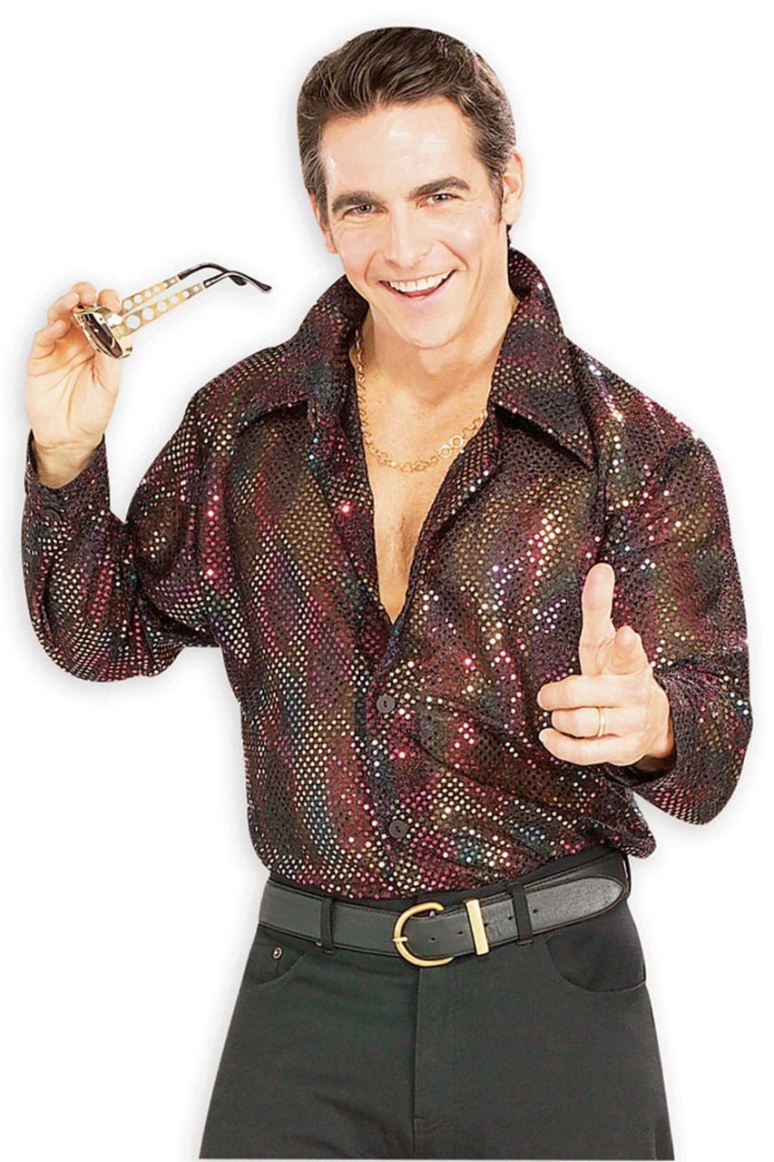 Men's Psychedelic Swirl Disco Shirt Costume
