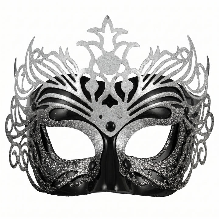 Midnight Elegance: Black & Silver Masquerade Mask