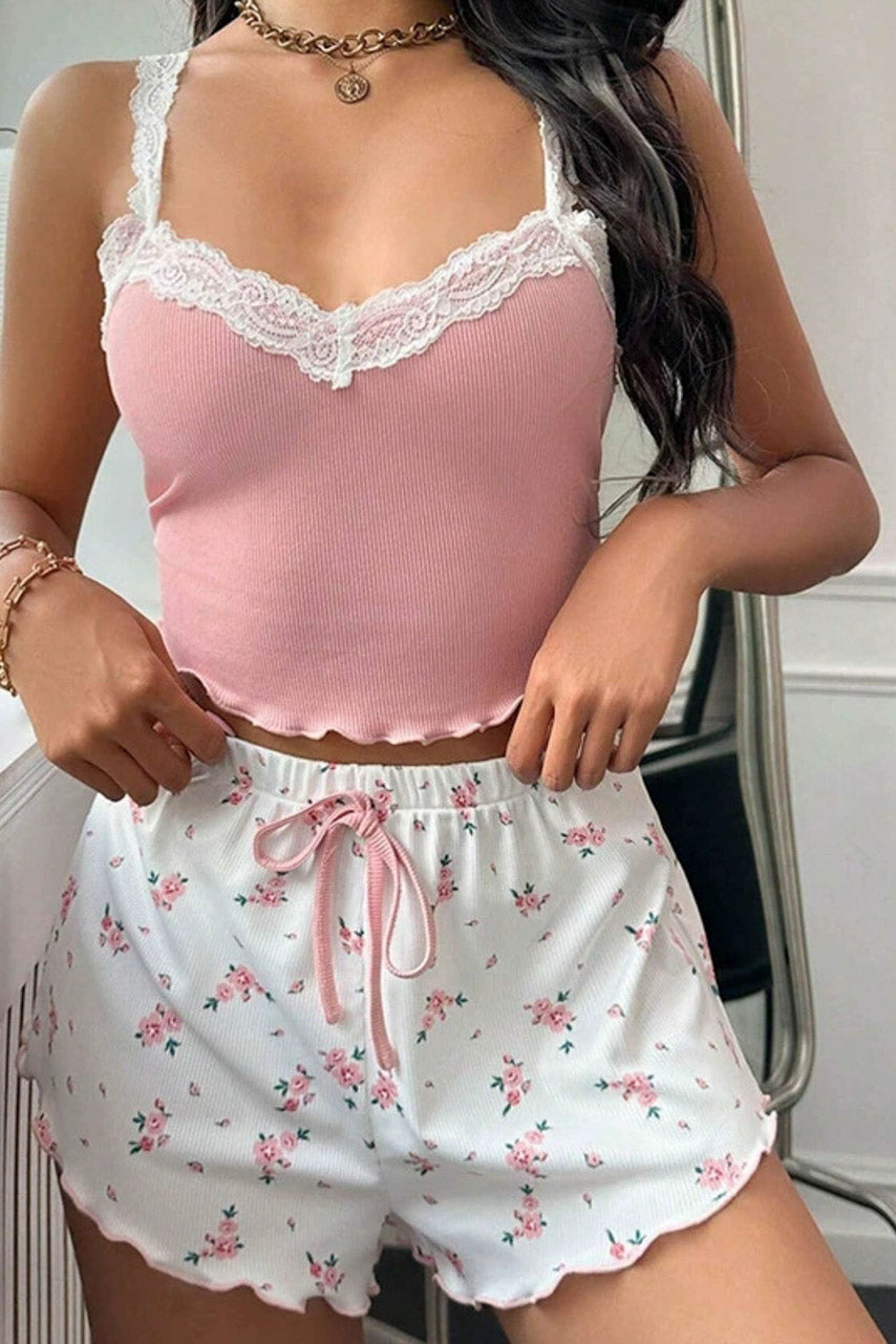 Floral Ribbed Sleep Set
