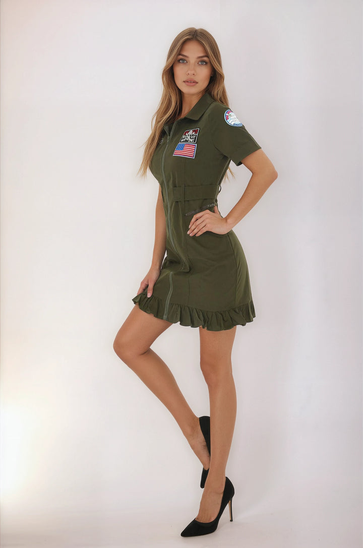 Sexy Flight Suit Dress Costume