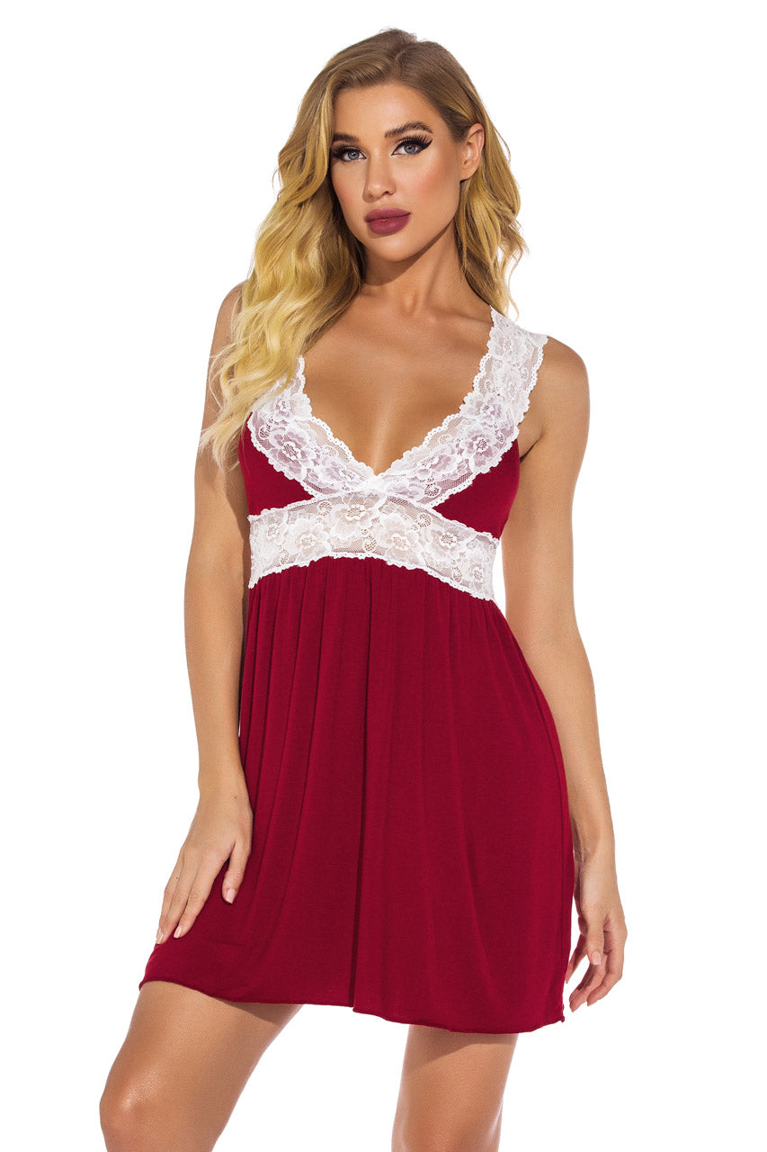 Jersey Knit and Lace Babydoll
