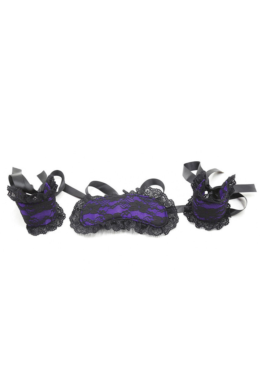 Plush Lace Eye Mask and Wrist Restraints, Lace Lingerie Mask – 3wishes.com