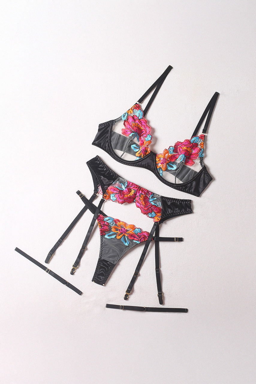Garden Bra and Garter Set