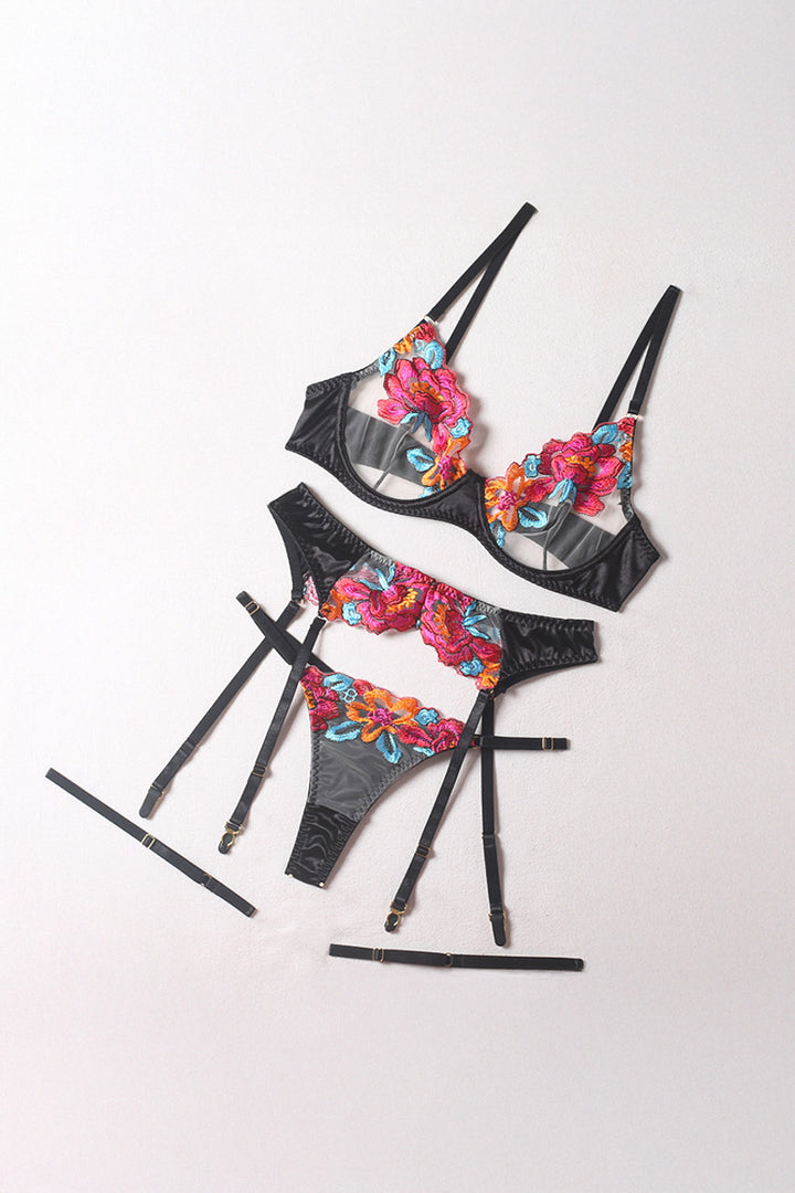 Garden Bra and Garter Set