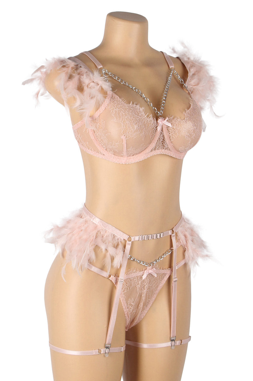Feather Lace Stitching Sexy Lingerie