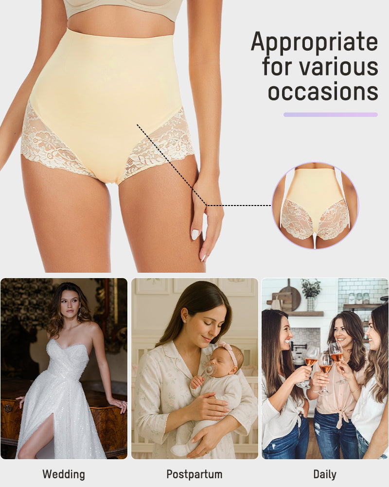 Smooth High-Waisted Sheer Lace Sculpting Brief (4 Pack)