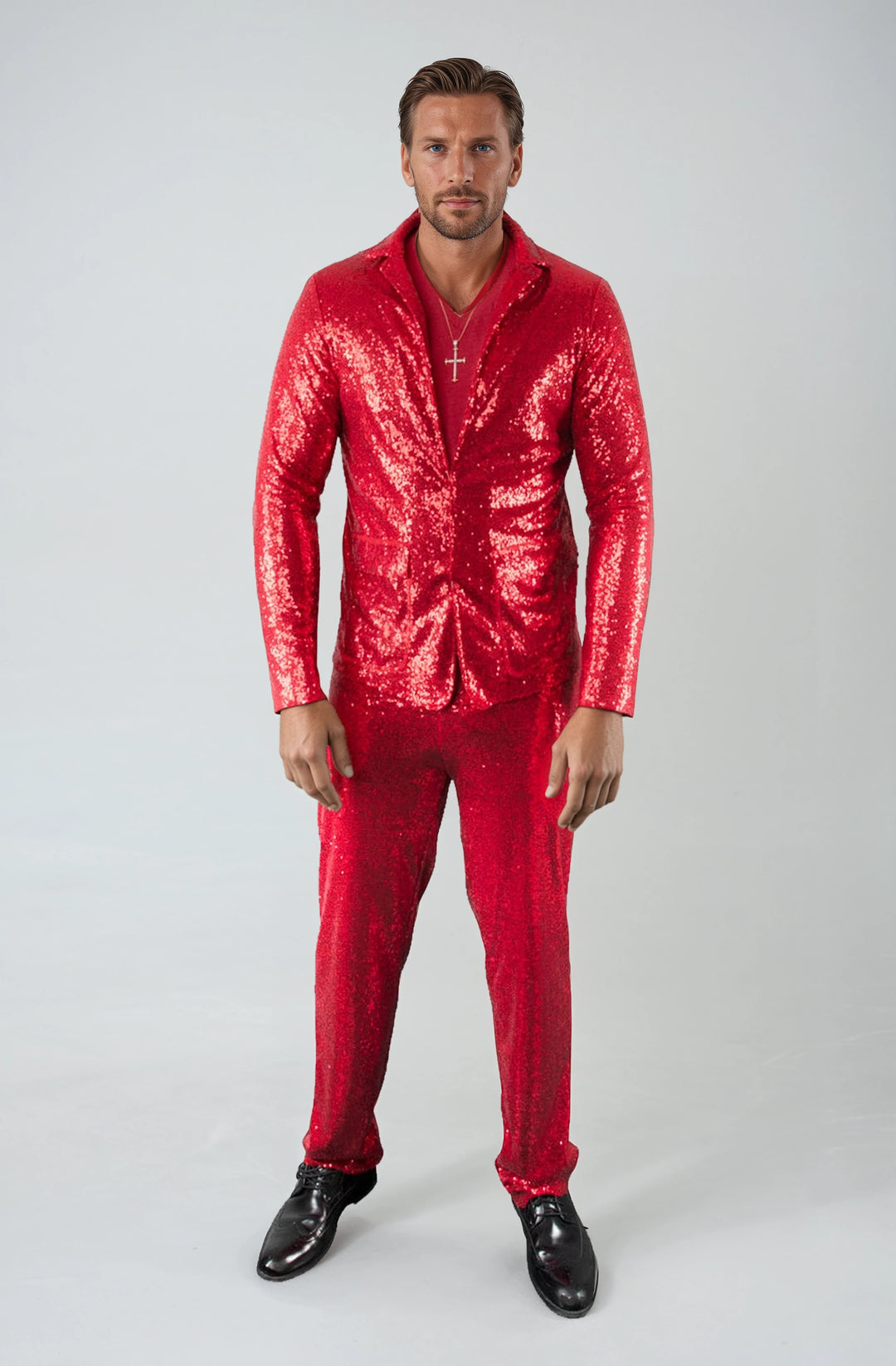 Bright Red Rapper Jacket VMA Rad Red Rapper Costume, Rappers Red Suit Costume – 3wishes.com