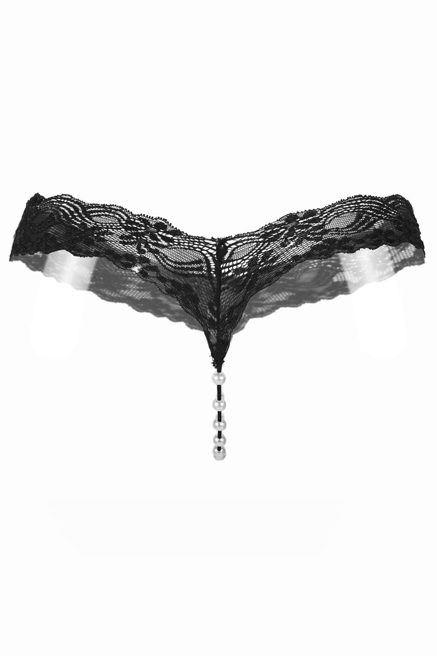 Lace Pearl Crotch Thong