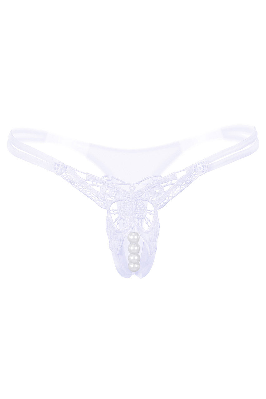 Strappy Embroidered Pearl Thong