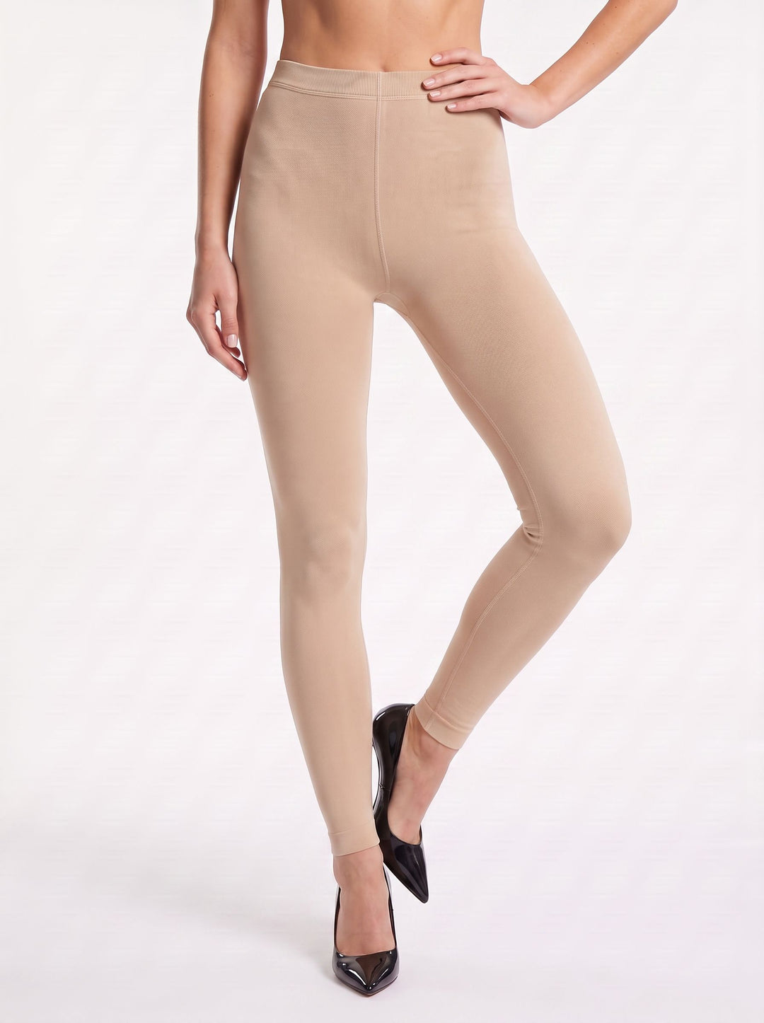 Beige Opaque Footless Tights