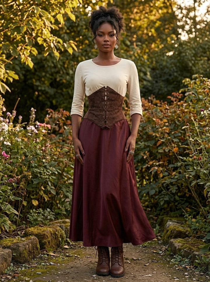 Dark Brown Lace Corset Belt Cincher