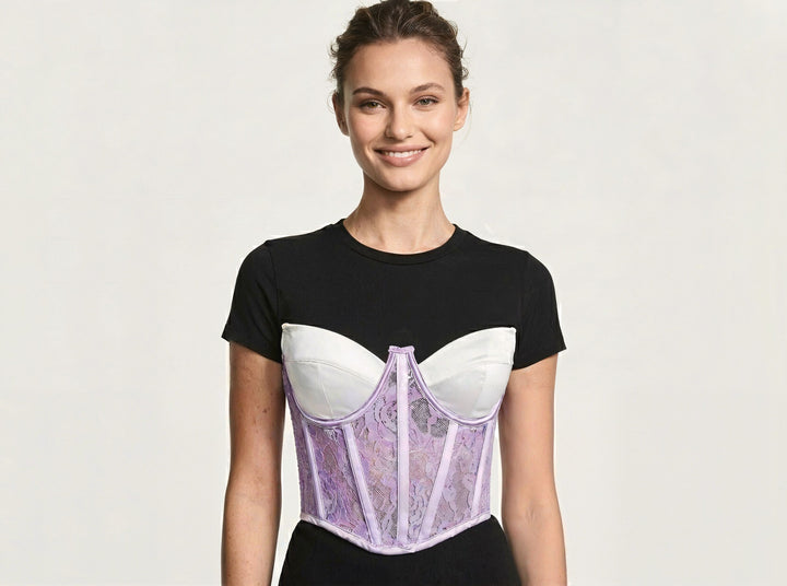 Lavender Sheer Lace Underwire Corset