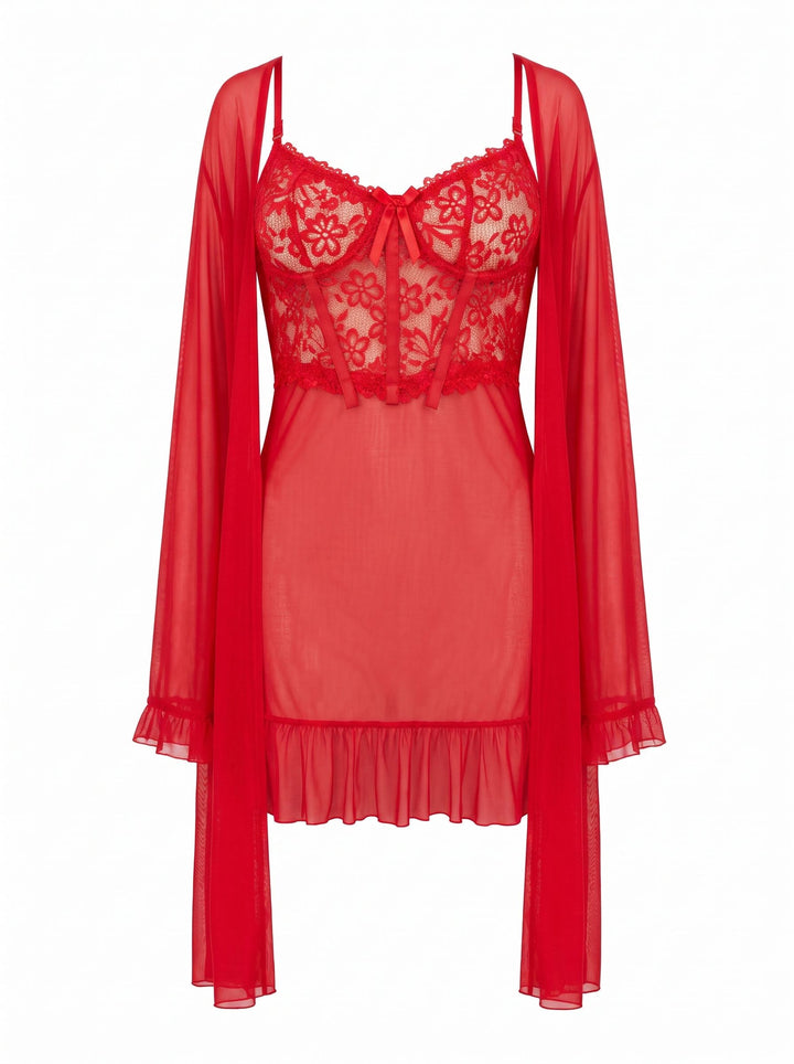 Sweetheart Lace Robe &amp; Chemise